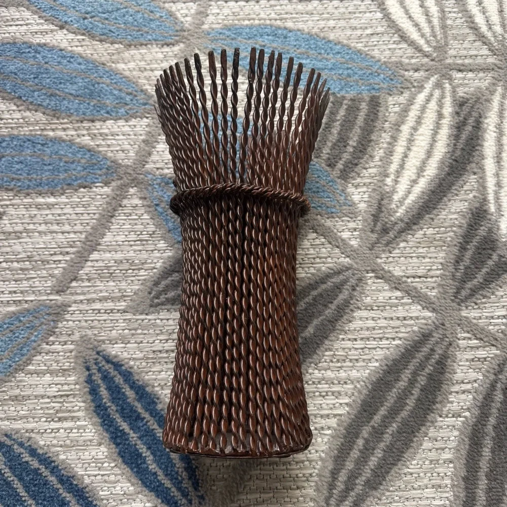 Rustic‎ Metal Wheat Stalk Bundle Pillar Candle Holder 11” Tall